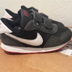 Nike Kids Black and Gray Sneakers with Red Accents
